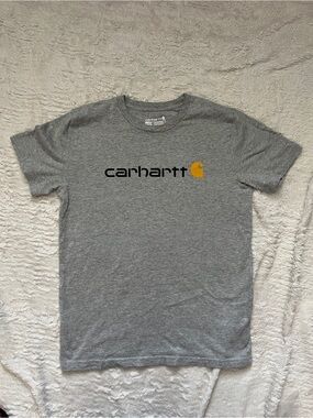 Carhartt Boys Graphic Core Logo Short Sleeve T-Shirt Heather Grey Size M (10-12)